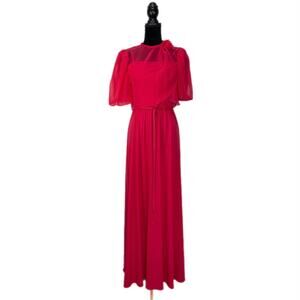 Vintage 60's 70's Pink Slip Dress with Chiffon Shrug Made in USA - Women's 12